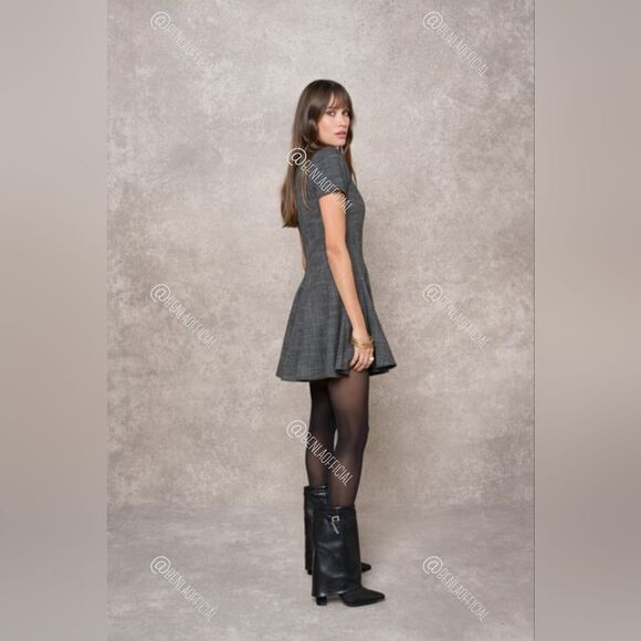 NWT ZARA FULL SKIRT MINI DRESSβZW COLLECTION gray - Picture 3 of 12